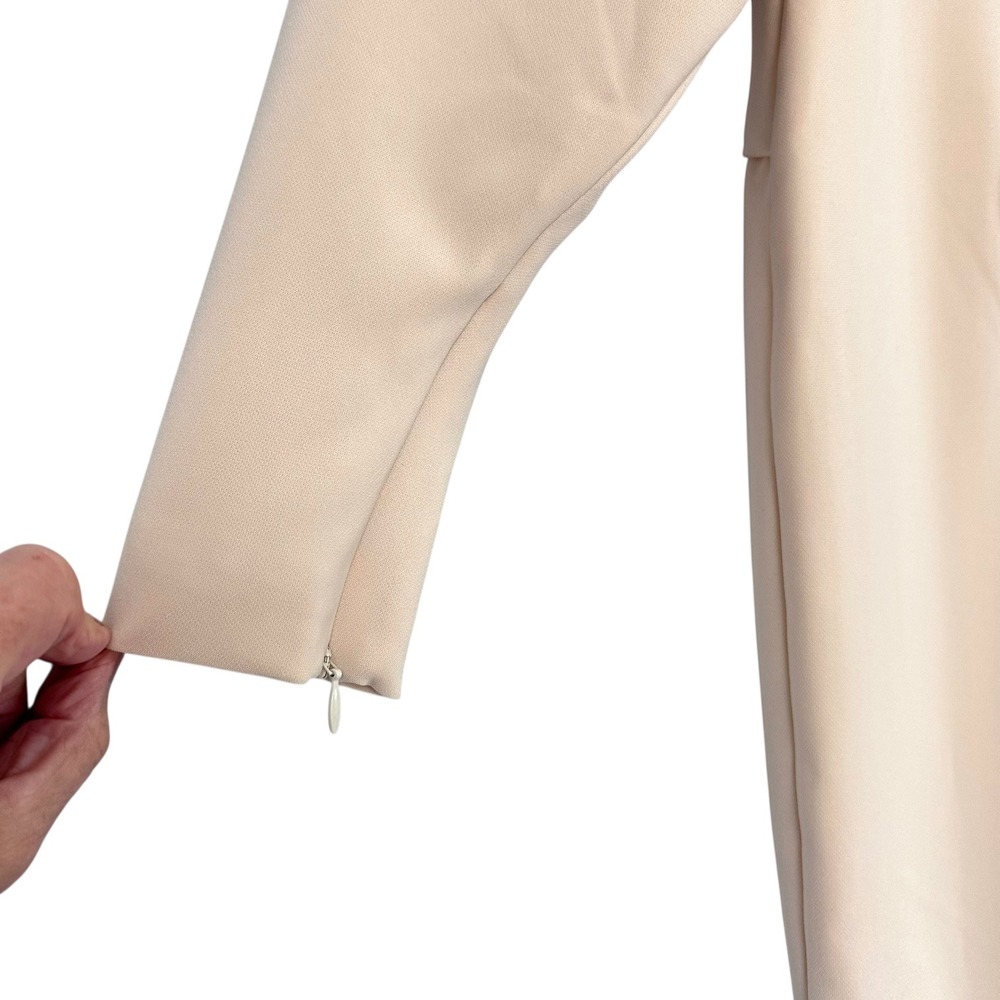 Alexis Fraser Wrap Midi Dress Ivory Belted Long Sleeve Cocktail NWT Womens M - Picture 12 of 13